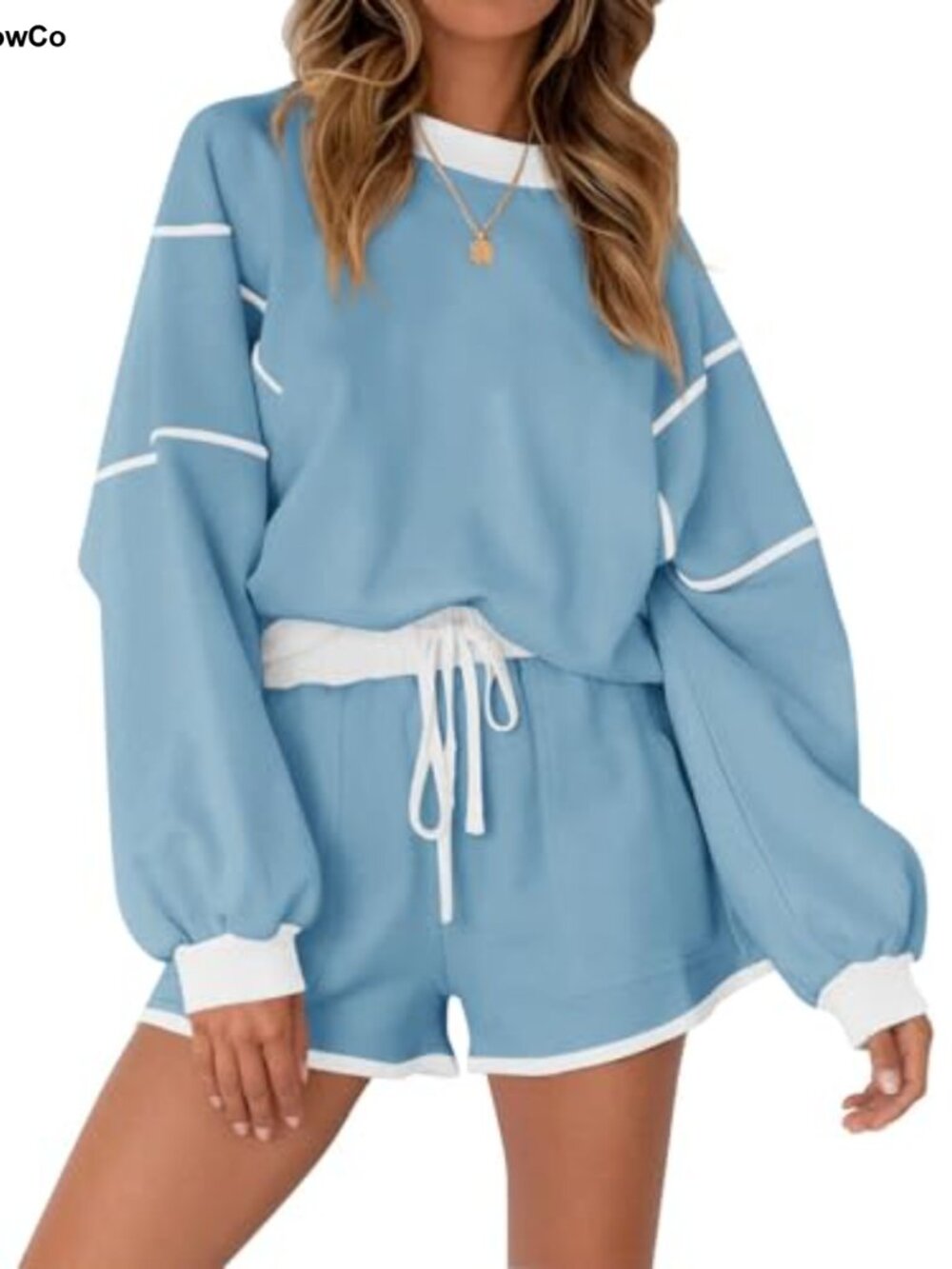 Oversized Crewneck Sweatshirt and High Waisted Shorts Set Loungewear